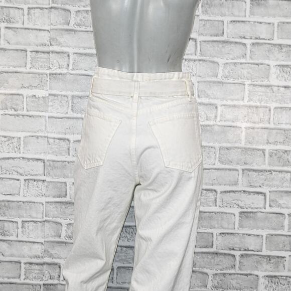 Reformation Women's Wilder Belted High Rise Wide Leg Jeans White size 26 - Picture 12 of 12